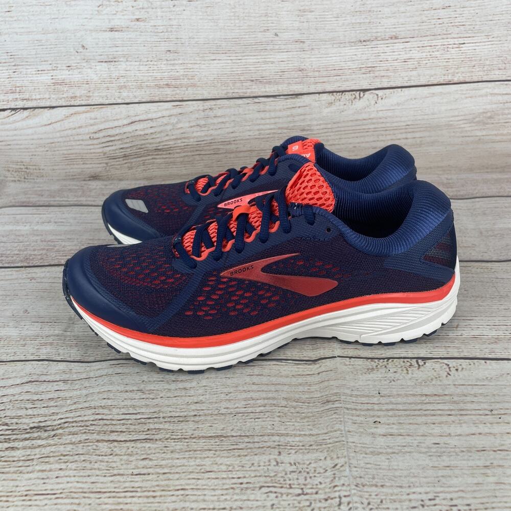 Brooks Aduro 6 Womens Sz 9 Road Running Shoes Blue Coral Orange - Picture 6 of 9